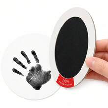 1pc Round Inkless No-Mess Print Pad Kit, Dual Use Pet Paw Baby Hand Foot Stamp Maker Memory Keepsake Gift - Black (plus Two Sheets Of Paper) - View 4