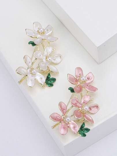 1 pieza Broche de rama de flor de durazno, alfiler elegante de moda creativo y fresco, adecuado para uso diario en ropa y como regalo
