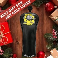 Fun Cartoon Ball Golf Club Headcover / PU Material With Soft Fleece Lining / Standard Universal Size / Golf Club Head Cover / Summer Sports Accessory - Black - View 10