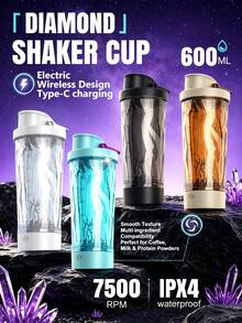 Electric Shaker Cup, Suitable For Protein Powder Mixing, Portable Stirring Cup, Rechargeable Shaker Cup, Used For Mixing Coffee Powder, Milk Powder And Protein Powder Liquid Powders (Colorful), Battery Capacity: 500mAh - White - View 2