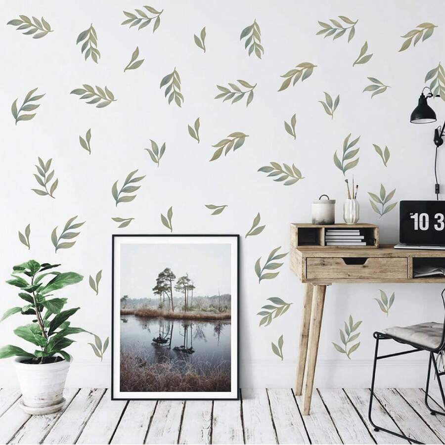 波西米亞風葉子花卉牆貼 夏季春季植物花卉葉片牆貼 適用教室、臥室、客廳牆面裝飾 - 葉子 - 查看 1
