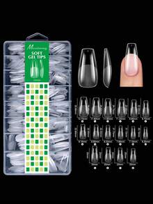 480pcs Transparent Soft Gel Nail Tips, Almond/Coffin/Square Semi-Matte False Nails, Suitable For Home DIY, Nail Salon Use, Wedding, Graduation Prom, Vacation And Party Nail Art Styling - View 9