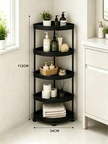 3/4/5 Tier ABS Plastic Corner Shower Caddy, With 4 Universal Wheels, Space-Saving Bathroom Kitchen Daily Necessities Mobile Storage Rack, Easy To Assemble And Disassemble - Multicolor - View 10