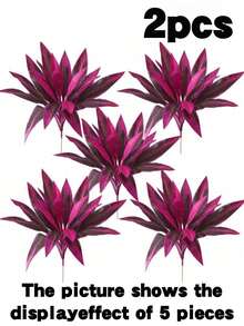 1 Bunch Purple Artificial Boston Fern, Dracaena Plant,18 Leaves Faux Purple-Red Ti Leaf, Tropical Fake Plant For Wedding, Party & Home Decor, Ideal For Christmas & Valentine's Day, No Pot Included - Red Violet - View 15