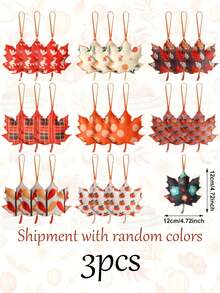 3/6/9pcs Random Color Cute Felt Autumn Leaf Tree Decor, Thanksgiving Leaf Pumpkin Hanging Ornaments, Suitable For Baby Shower And Home Decoration - Multicolor - View 6