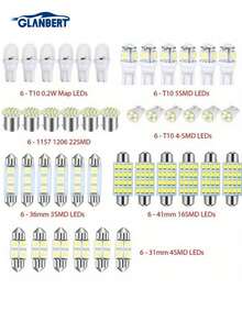GLANBERT 42/24/14入 LED 車內燈 T10 T5 1156 6000K SMD 白色室內燈泡，可替換車牌燈/閱讀燈燈泡 - 白色 - 查看 10
