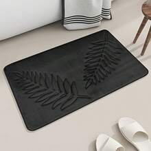 Modern Style Polyester Fiber Tree Leaf Pattern Carpet, Water-Absorbing Rectangle Floor Mat With Raised Detail Suitable For Living Room, Bedroom, Kitchen, Courtyard, Etc. Home Bathroom Decor Bath Rug Outdoor Rug Door Mat Fall Decor Bathroom Accessories Back To School Entryway Decor - Black - View 8