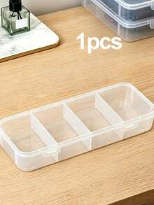 2/1pc 4-Compartment Transparent Storage Box, Dust-Proof Portable Desktop Organizer, Practical Divided Design, Suitable For Storing Jewelry, Hair Clips, Hair Sticks, Rubber Bands And Small Accessories - Multicolor - View 10
