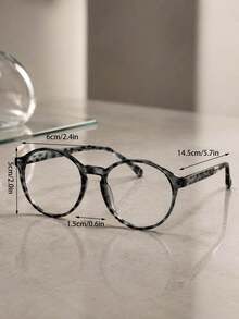 1 Pair Women's And Men's College Style Leopard Print Square Large Frame Fashionable Unique Clear Lens Glasses, Create Fashionable Retro Style Look, Transparent Glasses Accessory, High Definition Glasses Accessory, Suitable For Women, Perfect For Daily Wear, School Or Office Accessory - White Flower Flat - View 2