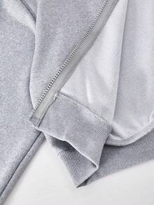 Set Kasual Hoodie dan Celana Motif Huruf untuk Remaja Perempuan - Grey - View 5