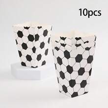 KEXINGYIYI 1/5/10/50pcs Soccer Party Popcorn Boxes ,Football Theme Party Decorations,Hexagonal Soccer Ball Pattern Black & White Party Favors - Multicolor - View 10
