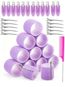 Women's Large Hair Roller Set With Clips And Comb, Suitable For Long And Thick Hair, Adds Volume, Home And Travel Styling Accessory Gift - Multicolor - View 18