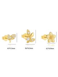3pcs/Set Anting Kombinasi Daun dan Bunga Ranting Kecil Gaya Mori untuk Wanita, Anting Tusuk Telinga yang Halus, Anting Minimalis Mewah Ringan yang Lembut dan Indah, Serbaguna untuk Bepergian dan Beraktivitas, Aksesori Niche - bunga - View 6