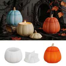 1 Set Pumpkin Storage Jar Silicone Mold, DIY Halloween Aromatherapy Plaster Candle Cup Decor Mold - White - View 11