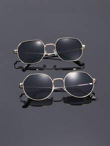 2 Paar geometrisches Metall Vollrahmen Design, modischer Herrenstil, Best Friend Stil Modebrille, geeignet für Damen Urlaubsoutfits, Straßenfotografie, Musikfestivals, Partys und andere Anlässe, Modeaccessoire, geeignet für alle Gesichtsformen - Verschiedenfarbig - Übersicht 7