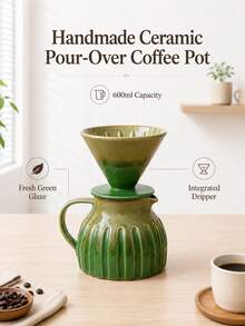 1 Set 600ml Creative Large Capacity Ceramic Coffee Pot, Premium Hand Drip Coffee Pot, Ceramic Glazed Sharing Pot, Extraction Filter Cup, Suitable For Home And Restaurant Use, Japanese Style Hand Drip Coffee Pot, Latte Art Cup, Breakfast Milk Cup, Afternoon Tea Cup, Home Coffee Equipment Set, Home Brewing Filter Pot, Suitable For Drip Coffee Maker, Family Sharing Coffee Pot - Multicolor - View 7