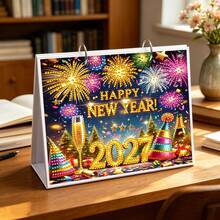 1件 5D DIY-2027 鑽石繪畫桌面日曆，節日圖案主題創意設計紙質雙面桌面日曆，創意手工藝品，適合居家、書房、辦公室及桌面裝飾，適合女性，理想的節日與新年禮物，送給同事、朋友與家人 - WTL007-節日 - 查看 2