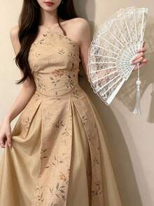 1pc Vintage French Lace Tassel Folding Hand Fan, Fashionable And Portable, Suitable For Summer Dance - Multicolor - View 2