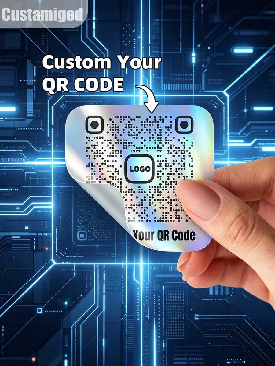 Customizable Square Stickers, Personalized Labels. Can Print Any Pattern, Image, Logo, Text Or QR Code You Want. Features Include Waterproof PVC Material And Optional Holographic Effect. Can Be Attached To Gift Boxes Or Greeting Cards. - White - View 1