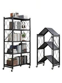 Foldable Multi-Layer Floor Storage Rack - No-Assembly Folding Floor Stand With Universal Casters, Movable, Space-Saving, Sturdy And Durable, Available In Multiple Sizes, Ideal For Storage And Organization In Kitchens, Living Rooms And Studies - Multiple Specifications - View 11