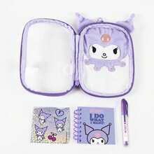 Hello Kitty Cerdá 毛絨文具套裝，女孩款 - 帶登山扣的鉛筆盒、迷你筆記本和鋼筆，紫色閃光設計，官方授權，返校禮物 - 選項 3 - 查看 3