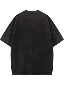 2026 Summer New Vintage  Unisex Washed Distressed T-Shirt With Exquisite Bow Print Pattern, Featuring A Fresh And Fun Des Casual Outfi  Damen - Black - View 4