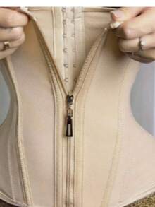 Women's Shaping Fishbone Waist Belt, Lined Tummy Control Corset,  Body Shaper With Zipper And Hook Closure - Light Beige - View 1
