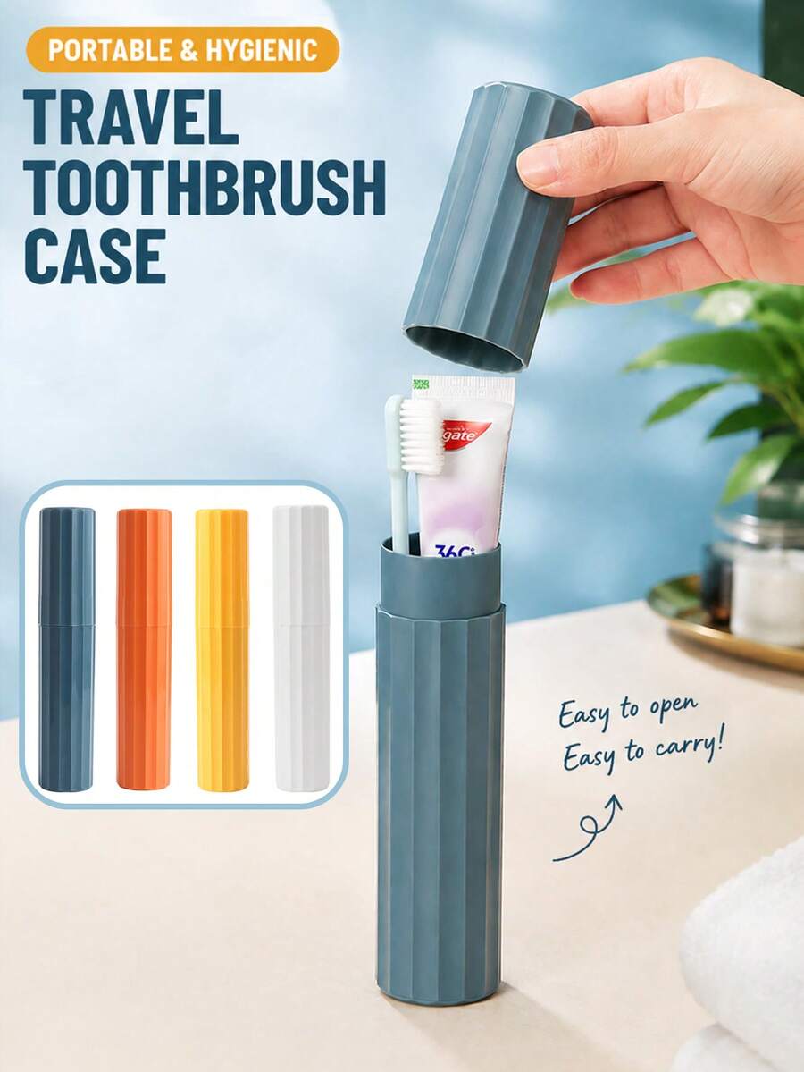 Portable Toothbrush Storage Box For Couples, Dust-Proof Storage Container With Lid, Essential For Back To School, Beach, Bathroom, Cruise, Vacation And Travel