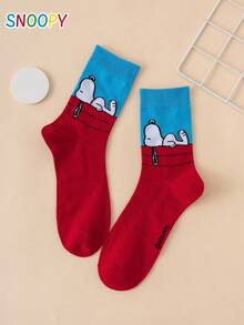 1 Pair SNOOPY Genuine Puppy Pattern Funny Cartoon Men's Mid-Calf Socks - Multicolor - View 1