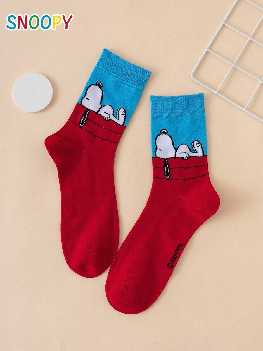 1 Pair SNOOPY Genuine Puppy Pattern Funny Cartoon Men's Mid-Calf Socks - Multicolor - View 1