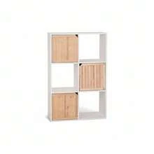 KIWI MOBLEKIT | Wooden Shelves For Storage And Decoration, Cube Or Rectangular Models With Door Or Drawer Options, Modern Auxiliary Furniture For Living Room, Bedroom Or Office - 六格書架 58.5x29x87.5 公分 白色 - 查看 10
