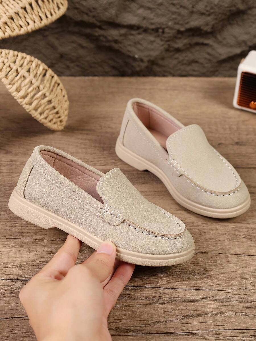 Boys' And Girls' Spring/Autumn New Driving Loafers, Comfortable Slip-On Loafers For Daily Wear, Suitable For All Seasons - Beige - View 1