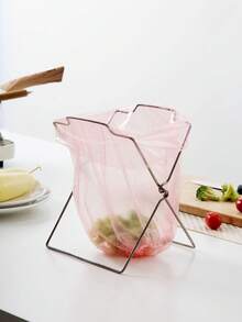 1/2/3pcs Stainless Steel Foldable Trash Bag Holder With Cleaning Cloth Rack, Kitchen Garbage Bag Storage - Multicolor - View 8