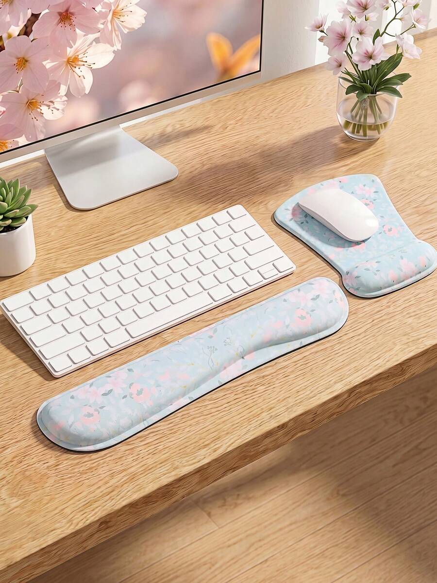Wrist Rest Support For Mouse Pad & Keyboard Set, Ergonomic Mousepad Non ...