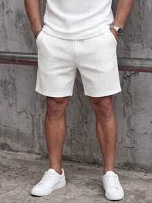 Teen Boys Textured Fabric Loose Fit Bermuda Shorts, Casual School/Commute Style, Spring/Summer - White - View 4