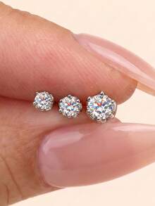 1件 0.06-0.3ct 925純銀莫桑石鼻釘 平底低過敏鼻環穿刺飾品 鼻環耳釘 男女通用日常配戴 - 銀色 - 查看 5