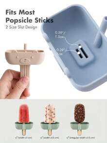 2pcs Anti-Drip Silicone Popsicle Handles With Straws, No-Mess Frozen Treat Holders, Suitable For Toddlers, Children And Infants, With 2 Slots - 2pcs - View 5