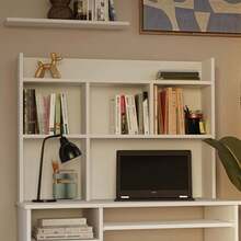 White Multi Grid Wall Bookshelf, 2 Sizes Narrow 18cm Depth Floating Wall Storage Organizer, Open Cubby Display Shelving Unit For Book Figurine Decor Office Wall Storage - White - View 8