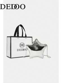 Dedoo 女款星形亮銀色硬殼手拿包，可擴展方形盒子包，附鏈條肩帶，適合音樂節、度假與派對的斜挎包 - 銀色 - 查看 2