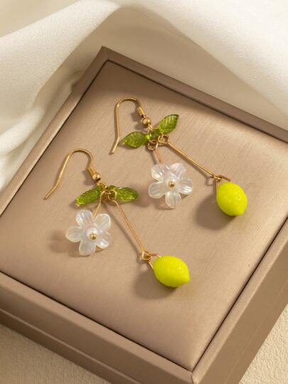 Cross Border Fashion Simulation Lemon Earrings From Europe And America, Suitable For Daily Commuting Wear