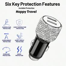 Adaptor Charger Mobil USB-C PD Bling Bling, Pengisian Cepat, Cocok untuk Berbagai Kendaraan Kecil, Kabel Pengisian Cepat 3-in-1 dengan Lampu LED dan Kristal Berlian Imitasi, Hadiah Terbaik untuk Pesta Ulang Tahun dan Liburan untuk Pria/Wanita - Beraneka warna - View 11