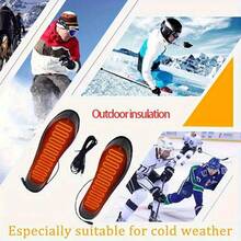 1 Pair Full Foot Coverage Electric Heated Insoles, USB Plug Design, Comfortable Fit, Overheat Protection Fabric, Suitable For Skiing, Camping And Hunting - Black - View 8