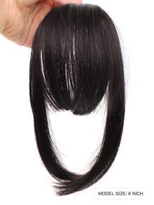 Synthetic Hair Clip-In Bangs Cut Wispy Fringe With Sideburns Dark Brown Natural Look For Women Daily Party Wear, Halloween - Multicolor - View 8