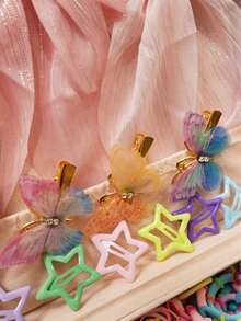 1158Pcs Girls Hair Accessories Set, Cute Bow Star Rhinestone Butterfly Hair Clips Elastic Hair Ties Heart Flower Mini Claws Daily Birthday Party Gift - Multicolor - View 5