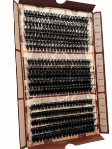 15 Rows 300 Clusters 100D 80D 60D Individual Eyelashes 10-18mm Mixed Length Fluffy D/CC/DD Curl Heat-Bonded Lash Clusters 0.05/0.07 Wispy DIY Beginner Lash Extensions Segmented Faux Mink Eyelashes For Self-Application - Black - View 4
