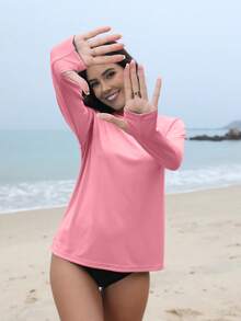 Women's UPF 50+ Sunscreen Hoodie SPF Shirt Long-Sleeve T-Shirt Hiking Fishing Outdoor Fitness Running Shirt Lightweight Hoodie - Baby Pink - View 2
