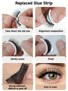 LAKIUU 3 Pairs Self-Adhesive False Eyelashes, Glue-Free Mixed 3 Styles, Natural Soft Reusable Eyelashes For Beginners - View 7