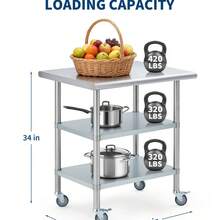 Stainless Steel Prep Table With Backsplash & Adjustable Undershelf,Commercial Kitchen Worktable,Heavy Duty Metal Food Prep Table For Restaurant Garage Outdoor Works - Blanco - Ver 2