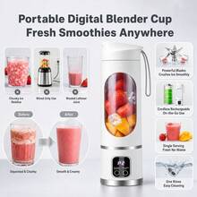 10 Blades Electric Portable Blender | Digital Display USB Rechargeable Juicer | No Filter Ice Crusher For Smoothies Shakes Fresh Juice - Multicolor - View 11