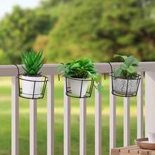 3/5/6/7/8/10/12pcs Fashionable Round Metal Hanging Planters - Suitable For Balcony, Garden And Indoor Decoration, Can Grow Succulents And Green Plants On Hanging Racks - A - View 3